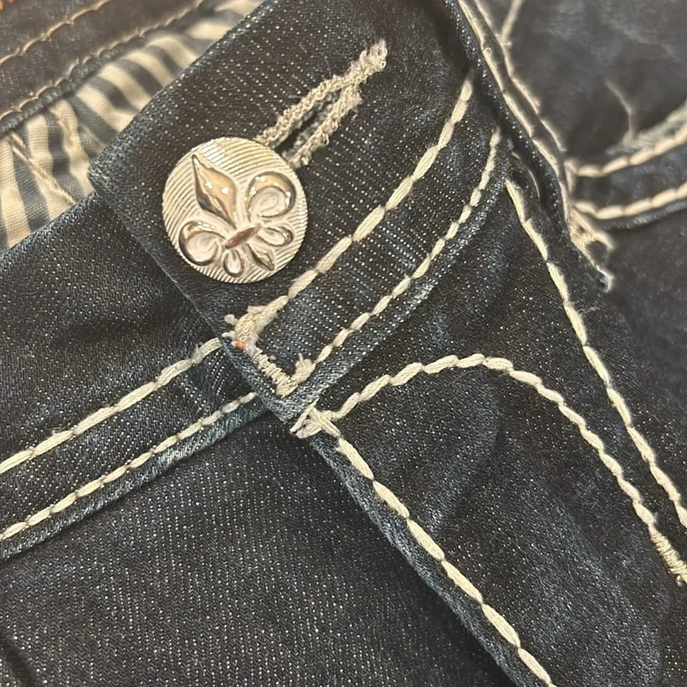 Rock Revival Karla Skinny Jean 27 Embellished Bling Low Rise Dark Wash - Picture 7 of 16